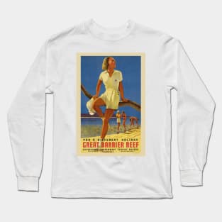 Great Barrier Reef Australia Vintage Poster 1934 Long Sleeve T-Shirt